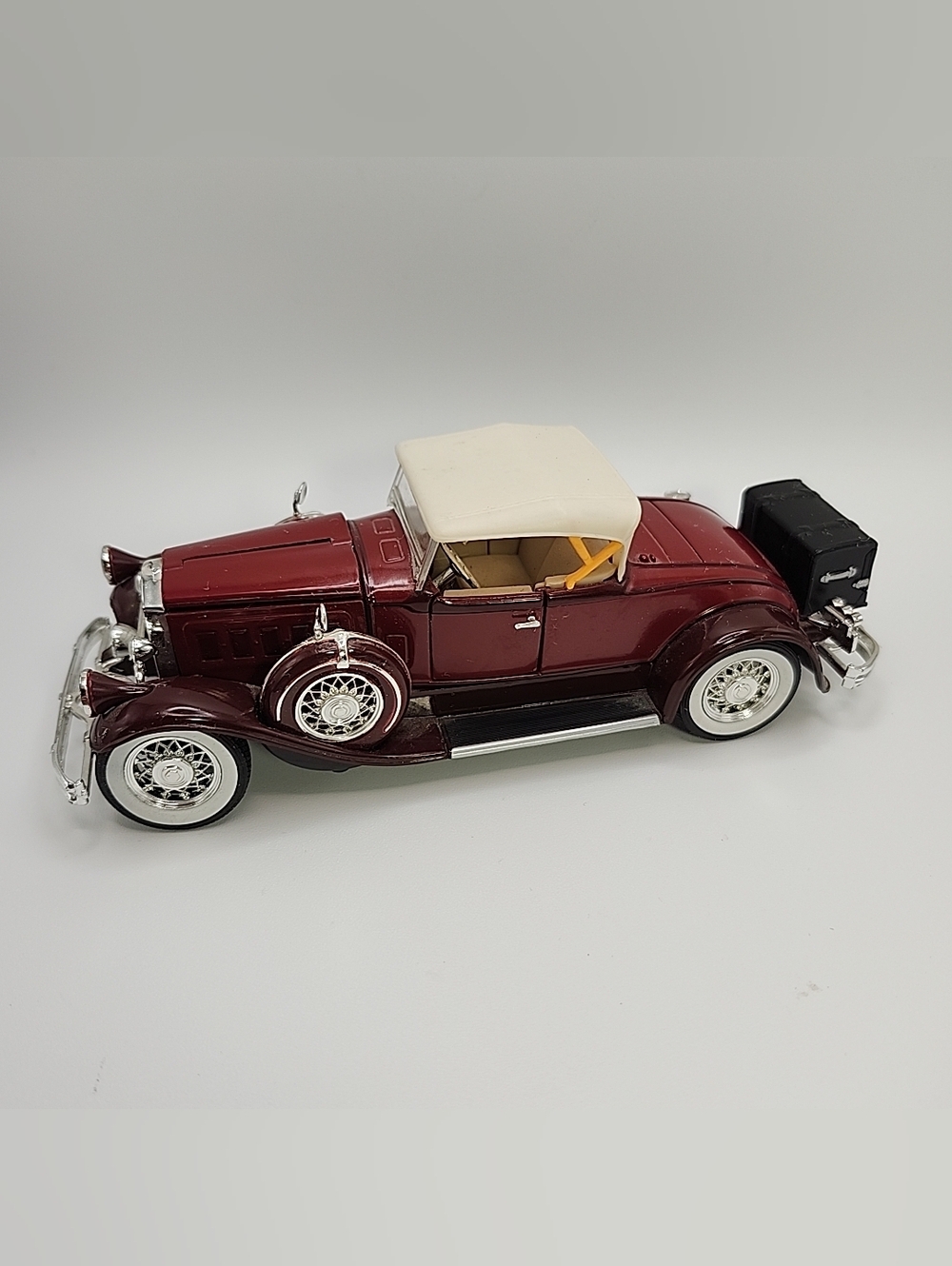 Vintage Maroon Convertible Diecast Car with Cream Roof